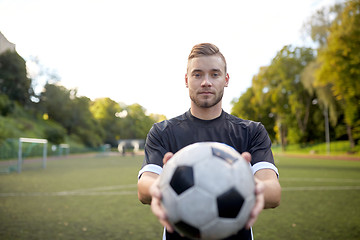 Image showing soccer player with ball on football field