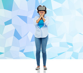 Image showing woman in virtual reality headset or 3d glasses