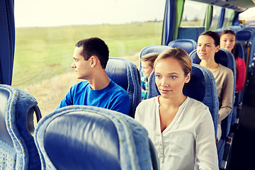 Image showing group of passengers or tourists in travel bus