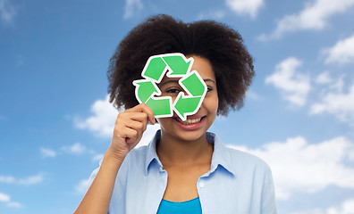 Image showing happy african american young woman over white