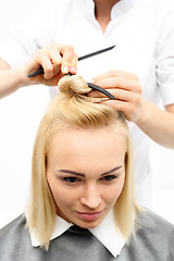 Image showing Medium-length hair, the woman at the hairdresser