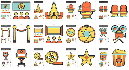 Image showing Cinema line icon set.