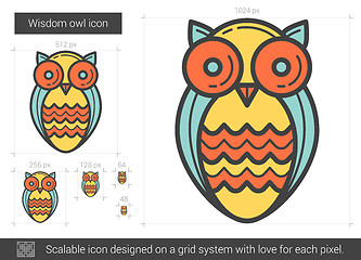 Image showing Wisdom owl line icon.