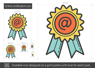 Image showing Online certification line icon.