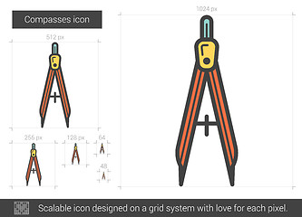 Image showing Compasses line icon.