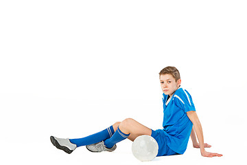 Image showing Young boy with soccer ball