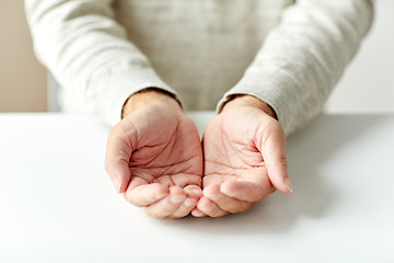 Image showing close up of empty senior man hands