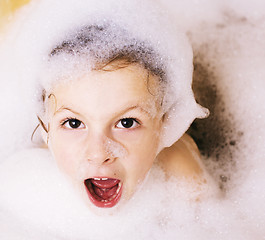 Image showing little cute boy in bathroom 