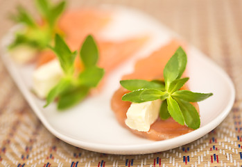 Image showing appetizers with red fish