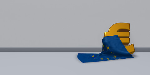 Image showing euro symbol and european union flag - 3d illustration