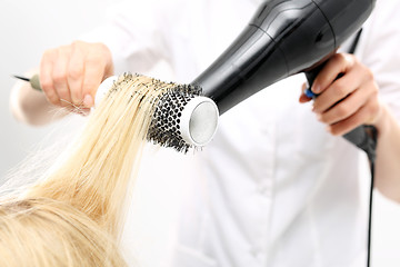 Image showing Hairdresser  dry hair