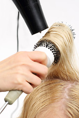 Image showing Drying hair Styling brush Drying hair on a round brush