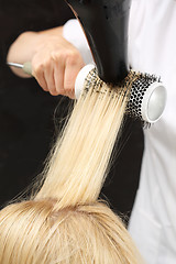 Image showing Hairdresser  dry hair Modeling hair brush Hair styling brush