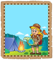 Image showing Parchment with scout girl theme 2