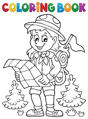Image showing Coloring book scout girl theme 2