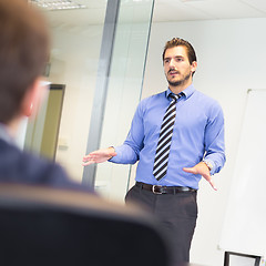 Image showing Business presentation on corporate meeting.