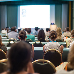 Image showing Audience in lecture hall participating at business conference.