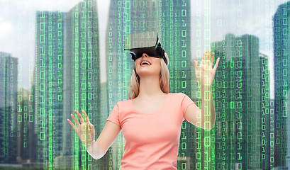 Image showing woman in virtual reality headset or 3d glasses