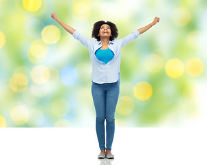 Image showing happy african american young woman over white