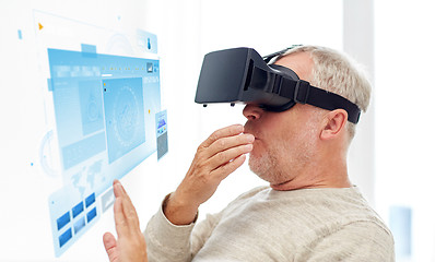 Image showing old man in virtual reality headset or 3d glasses