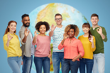 Image showing international group of happy people showing ok