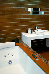 Image showing Wooden bathtub