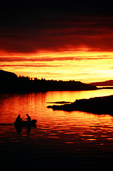 Image showing Fishermen on the lake.