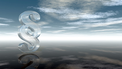 Image showing glass paragraph symbol under cloudy sky - 3d rendering