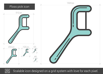 Image showing Floss pick line icon.