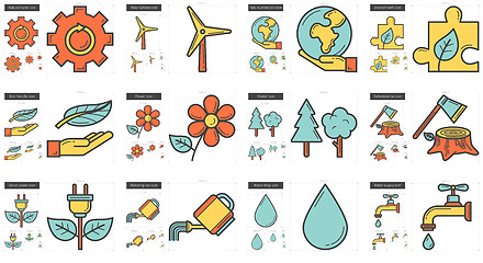 Image showing Ecology line icon set.