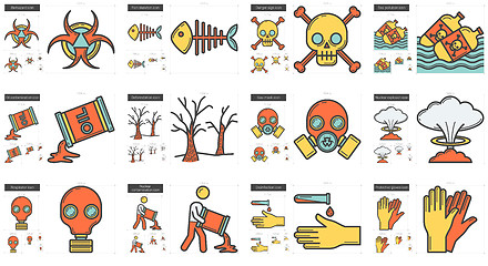 Image showing Ecology biohazard line icon set.