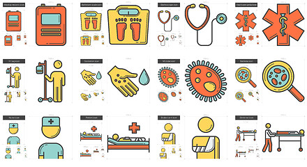 Image showing Medicine line icon set.