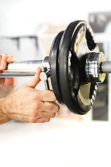 Image showing Barbell, the coach does load