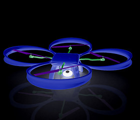 Image showing Drone, quadrocopter, with photo camera. 3d render