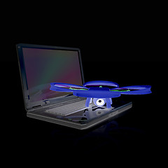 Image showing Drone and laptop. 3D render