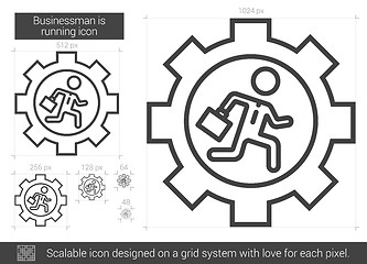 Image showing Businessman is running line icon.