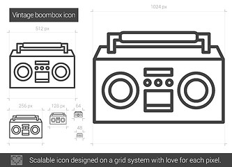 Image showing Vintage boombox line icon.