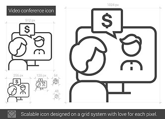 Image showing Video conference line icon.