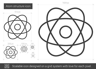 Image showing Atom structure line icon.