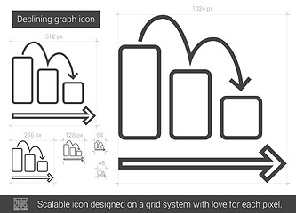 Image showing Declining graph line icon.