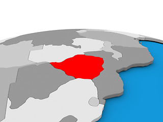 Image showing Zimbabwe on globe in red