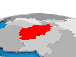 Image showing Afghanistan on globe in red