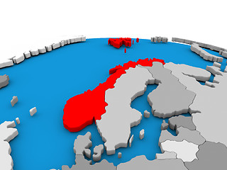 Image showing Norway on globe in red