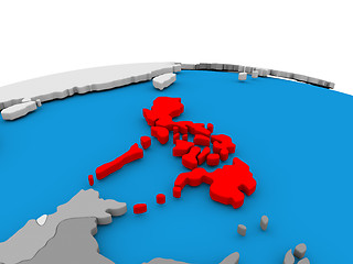 Image showing Philippines on globe in red