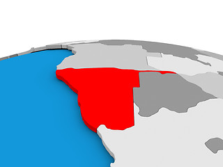 Image showing Namibia on globe in red