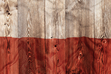 Image showing National flag of Poland, wooden background