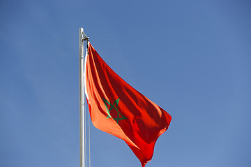 Image showing National flag of Morocco on a flagpole