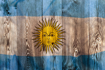 Image showing National flag of Argentina, wooden background