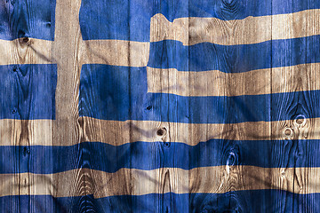 Image showing National flag of Greece, wooden background