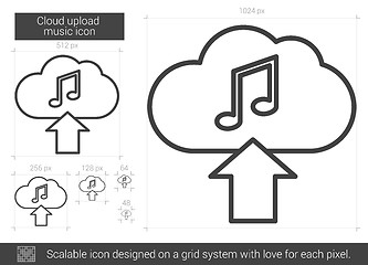 Image showing Cloud upload music line icon.